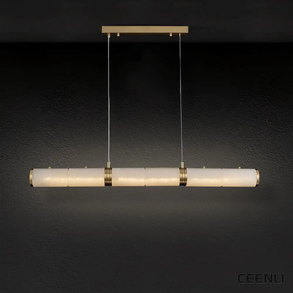 Alabaster Beam Pendant Light ∅ 47.2″ x H 59.1″ / Dia 120cm x H 150cm / Brass & White / Three-Color Changing Light