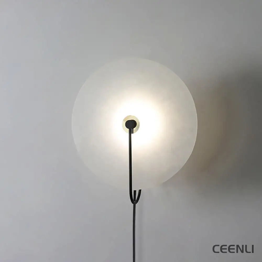 Alabaster LED Plug-In Wall Lamp ∅ 5.9″ / Dia 15cm / Black / US Plug Wall lamp