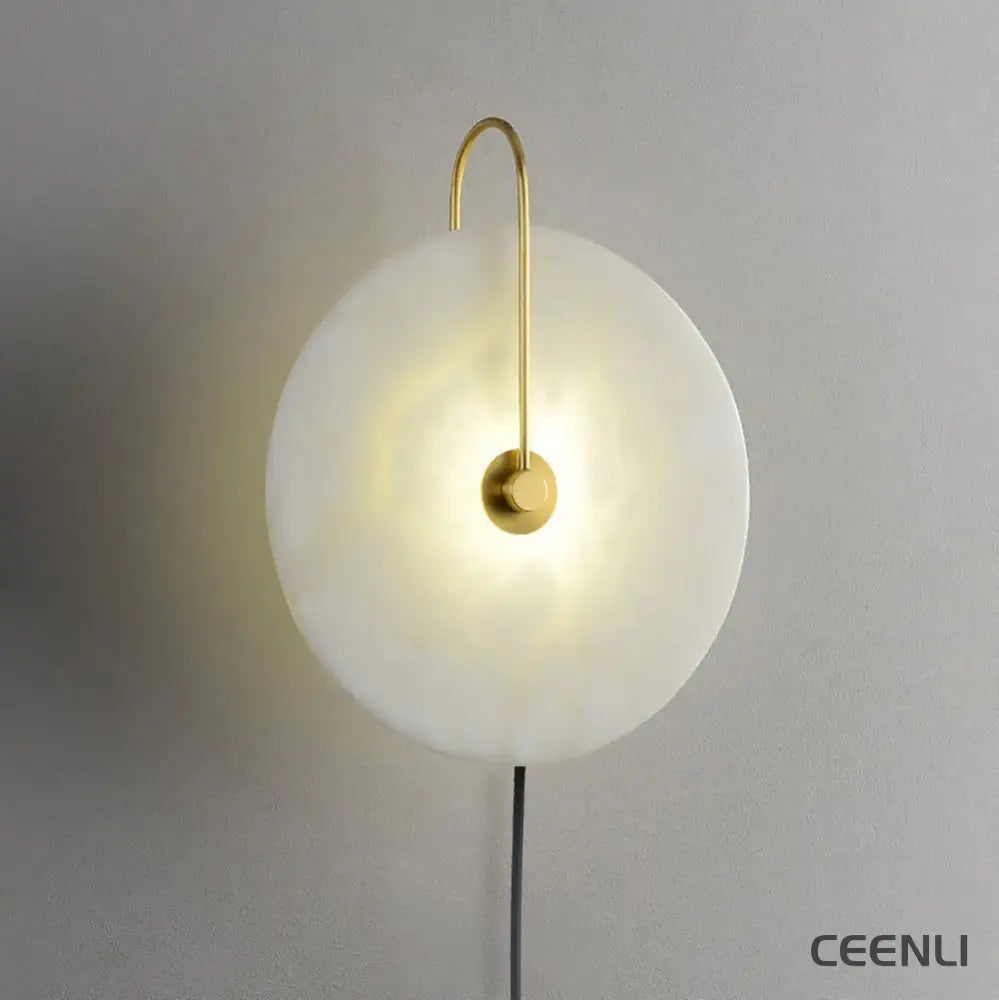 Alabaster LED Plug-In Wall Lamp ∅ 5.9″ / Dia 15cm / Gold / US Plug Wall lamp