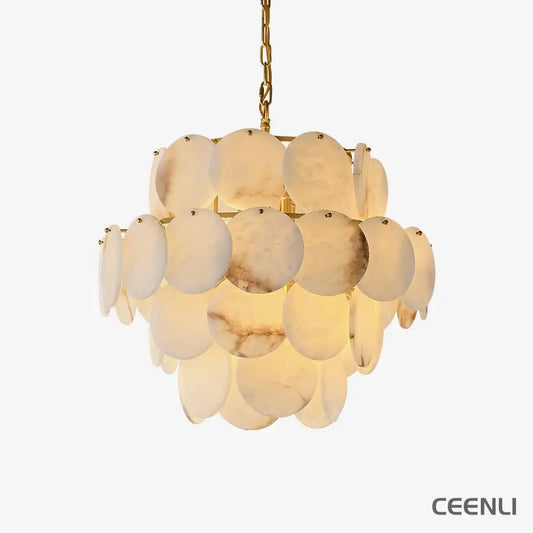 Alabaster Shell Brass Chandelier Chandelier