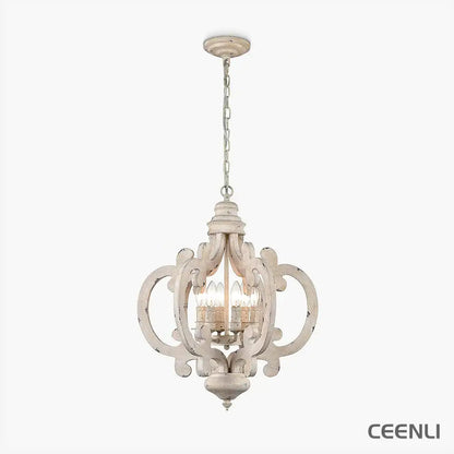 Antique White Style Chandelier Φ 19.7″ x H 24.8″ / Dia 50cm x H 63cm / Antique White Chandelier