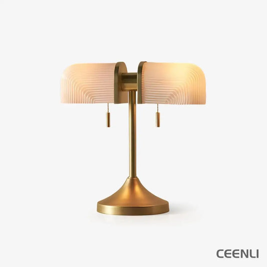 Ashby Table Lamp ∅ 15″ x H 7.9″ / Dia 38cm x H 20cm / Gold & White / US Plug Table lamp