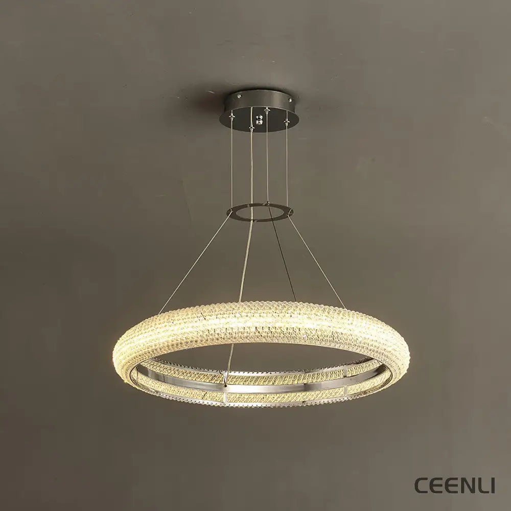 Asscher Ring Chandelier ∅ 17.7″ x H 3.1″ / Dia 45cm x H 8cm / Chrome / Warm White Chandelier