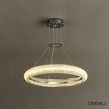 Asscher Ring Chandelier ∅ 17.7″ x H 3.1″ / Dia 45cm x H 8cm / Chrome / Warm White Chandelier