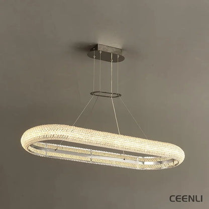 Asscher Ring Chandelier W 35.4″ x L 13.8″ x H 3.1″ / W 90cm x L 35cm x H 8cm / Chrome / Warm White Chandelier