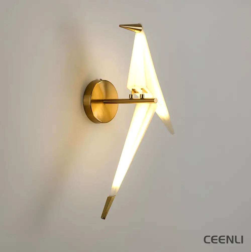 Avian Serenity Wall Lamp ∅ 7.9″ x H 19.7″ / Dia 20cm x H 50cm / Warm Light / Gold & White Wall lamp