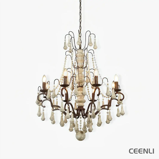 Bessie Chandelier Φ 28.3″ x H 33.3″ / Dia 72cm x H 84.5cm / Old white Chandelier