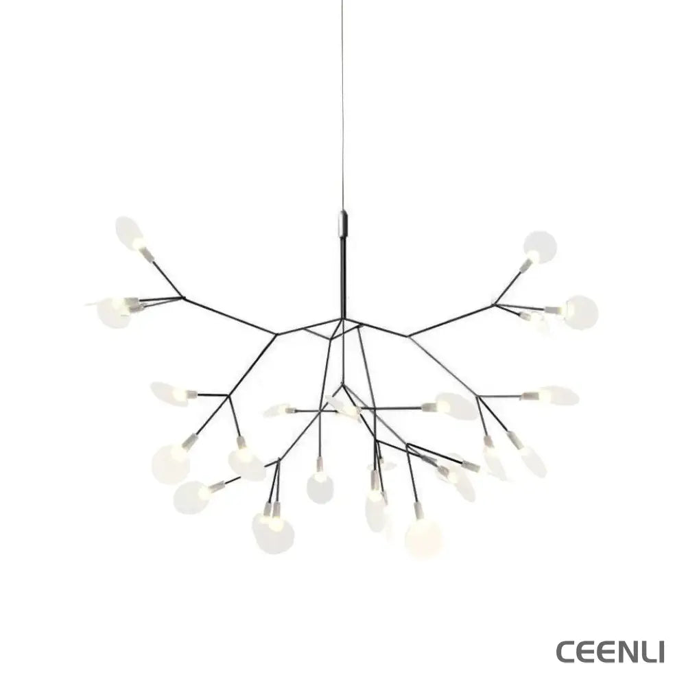 Black Firefly LED Chandelier 30 heads ∅ 19.7″ / Dia 50cm Suitable for small rooms / Warm Light / Wall switch Chandelier