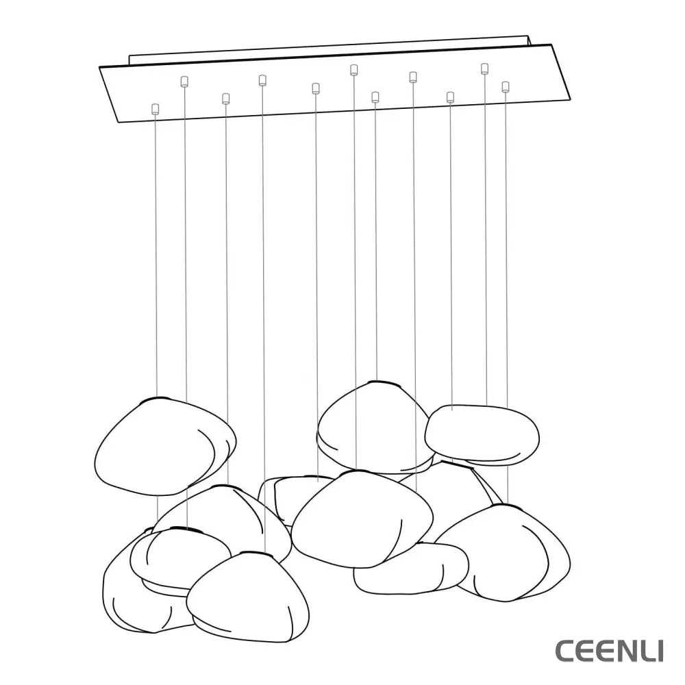 Blown Glass Random Pendant Light 11heads Dia 30cm Rectangle canopy / Smoke grey Pendant light