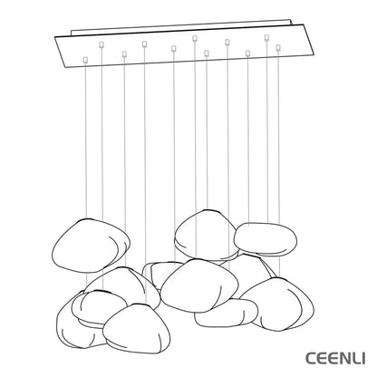 Blown Glass Random Pendant Light 11heads Dia 30cm Rectangle canopy / Smoke grey Pendant light