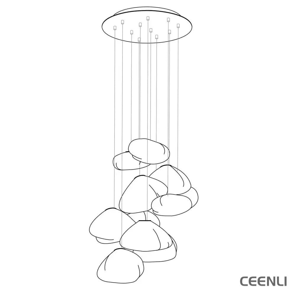 Blown Glass Random Pendant Light 11heads Dia 30cm Round canopy / Smoke grey Pendant light