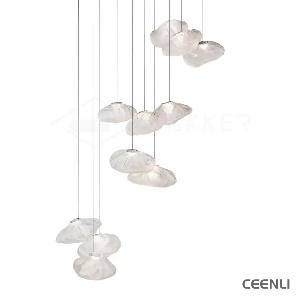Blown Glass Random Pendant Light 11heads Dia 30cm Round canopy / Transparent glass Pendant light