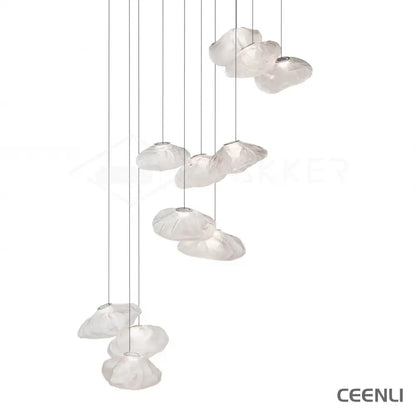 Blown Glass Random Pendant Light 11heads Dia 30cm Round canopy / Transparent glass Pendant light