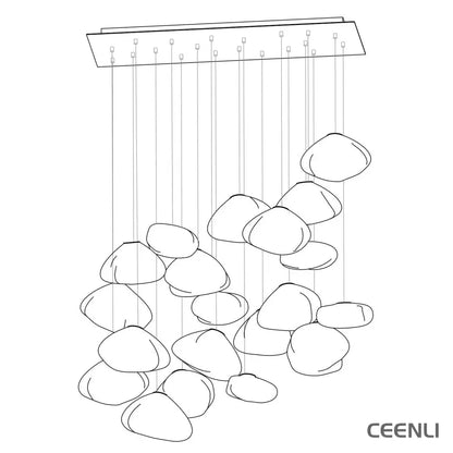 Blown Glass Random Pendant Light 20heads Dia 30cm Rectangle canopy / Smoke grey Pendant light