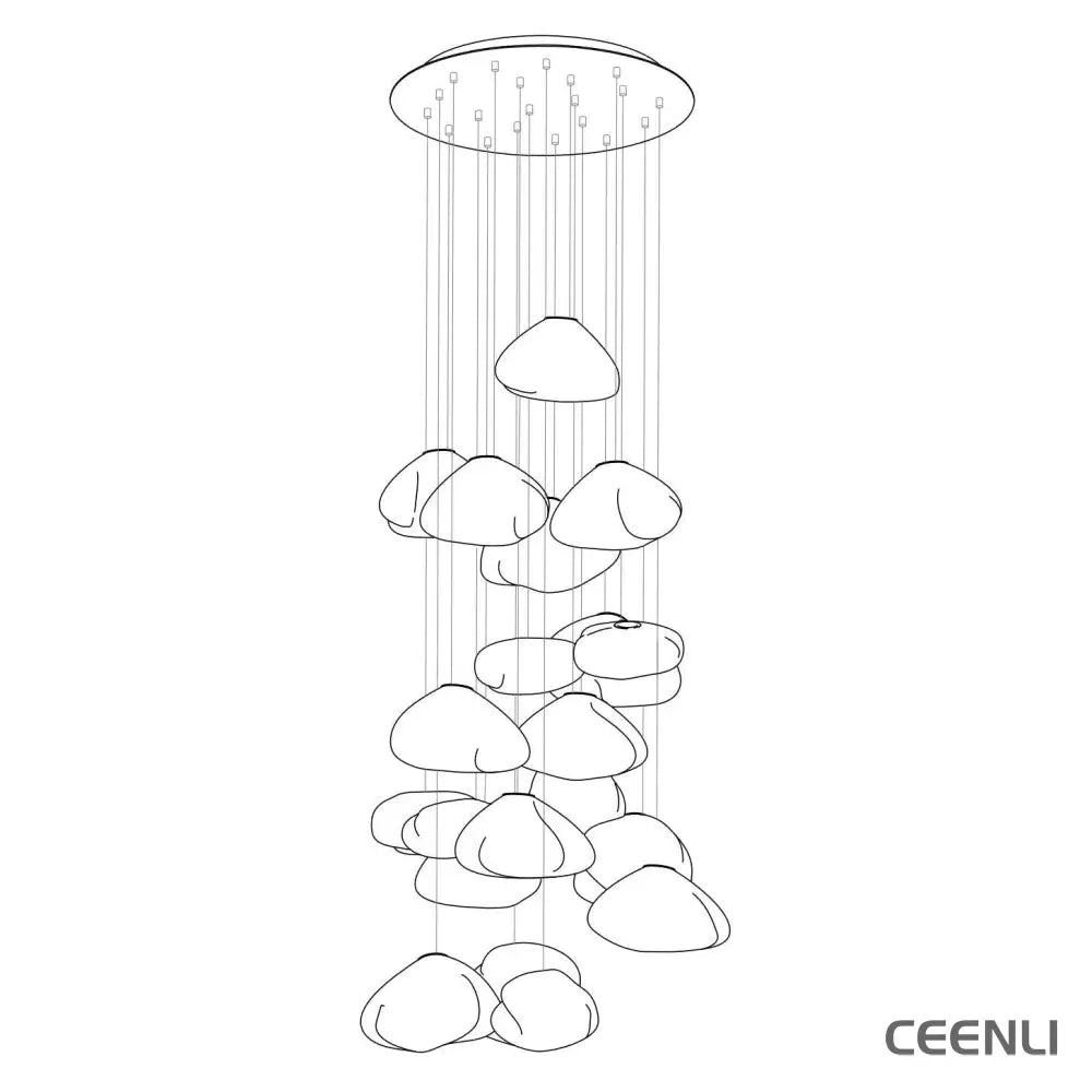 Blown Glass Random Pendant Light 20heads Dia 30cm Round canopy / Smoke grey Pendant light