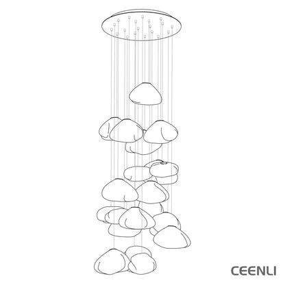 Blown Glass Random Pendant Light 20heads Dia 30cm Round canopy / Smoke grey Pendant light