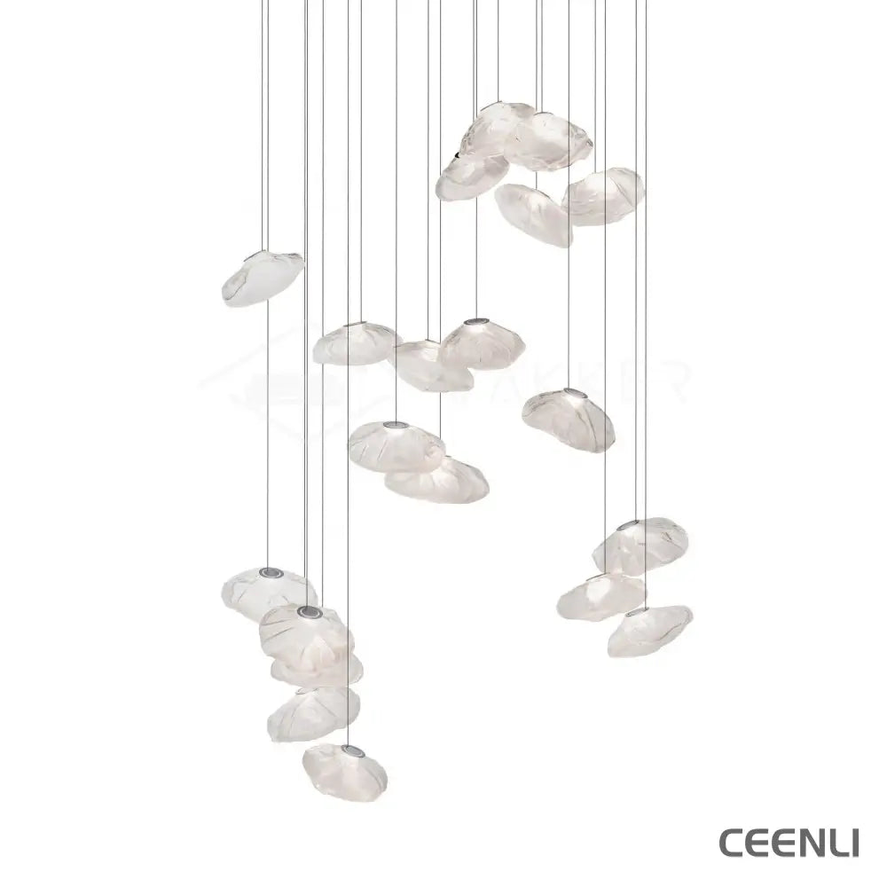 Blown Glass Random Pendant Light 20heads Dia 30cm Round canopy / Transparent glass Pendant light