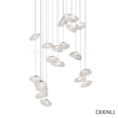 Blown Glass Random Pendant Light 20heads Dia 30cm Round canopy / Transparent glass Pendant light