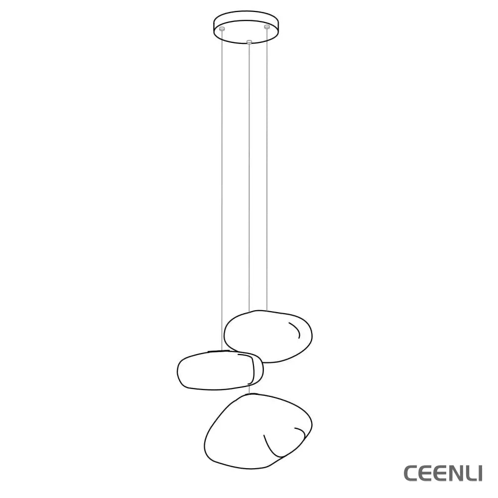 Blown Glass Random Pendant Light 3heads Dia 30cm Round canopy / Smoke grey Pendant light