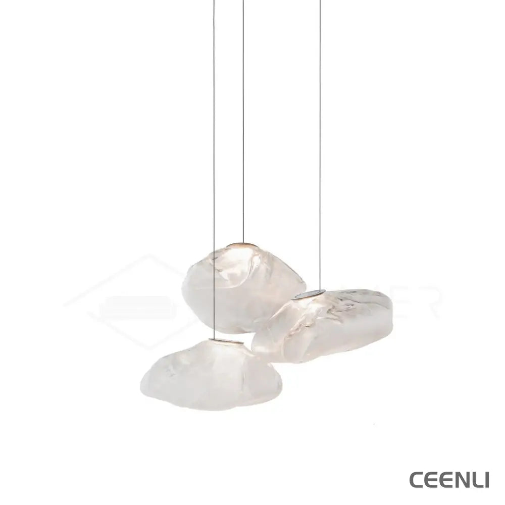 Blown Glass Random Pendant Light 3heads Dia 30cm Round canopy / Transparent glass Pendant light