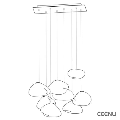 Blown Glass Random Pendant Light 8heads Dia 30cm Rectangle canopy / Smoke grey Pendant light