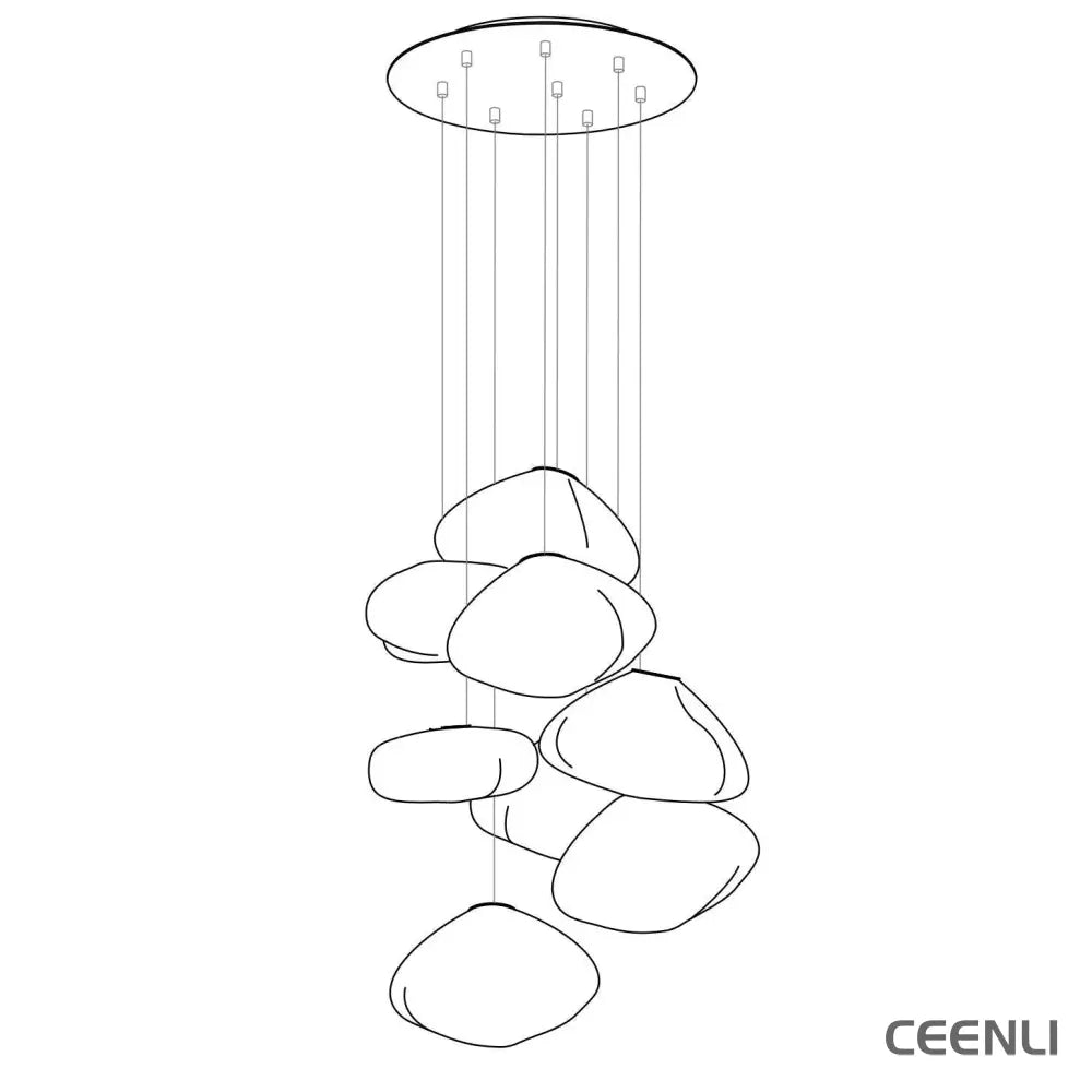 Blown Glass Random Pendant Light 8heads Dia 30cm Round canopy / Smoke grey Pendant light