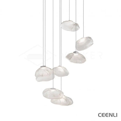 Blown Glass Random Pendant Light 8heads Dia 30cm Round canopy / Transparent glass Pendant light