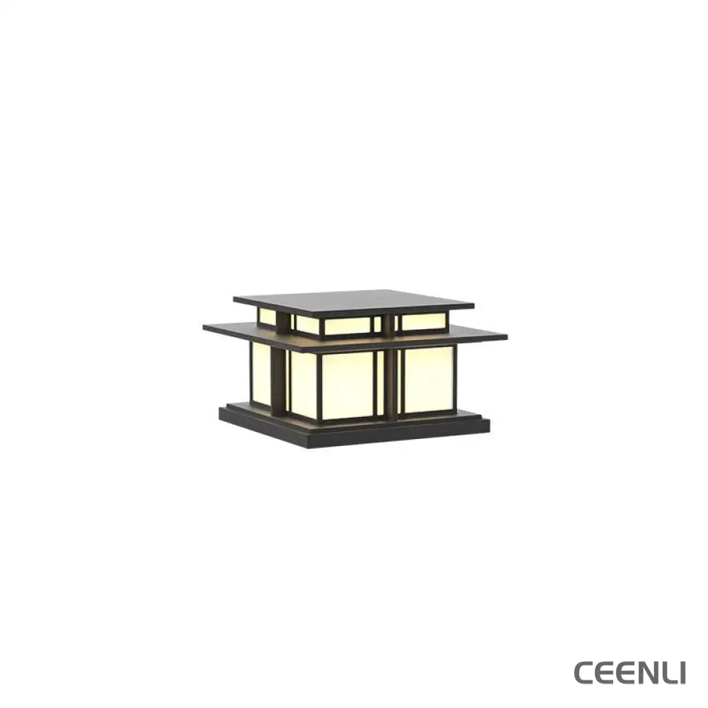 Boilyn Outdoor Pillar Light Model A: L 17.7″ x W 17.7″ x H 9.8″ / L 45cm x W 45cm x H 25cm / Wired Version / Warm Light