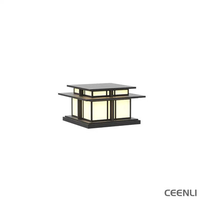 Boilyn Outdoor Pillar Light Model A: L 17.7″ x W 17.7″ x H 9.8″ / L 45cm x W 45cm x H 25cm / Wired Version / Warm Light