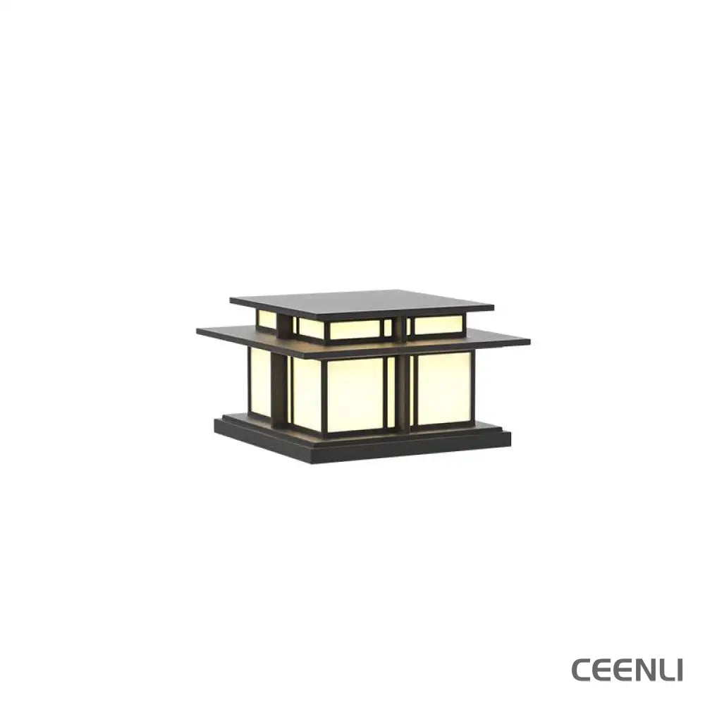 Boilyn Outdoor Pillar Light Model A: L 22″ x W 22″ x H 12.2″ / L 56cm x W 56cm x H 31cm / Wired Version / Warm Light