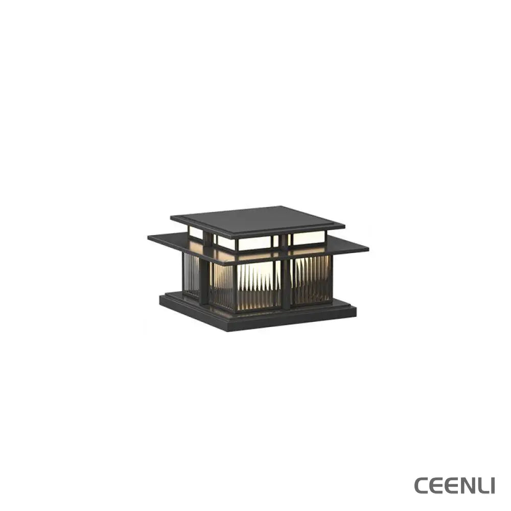 Boilyn Outdoor Pillar Light Model B: L 17.7″ x W 17.7″ x H 9.8″ / L 45cm x W 45cm x H 25cm / Wired Version / Warm Light