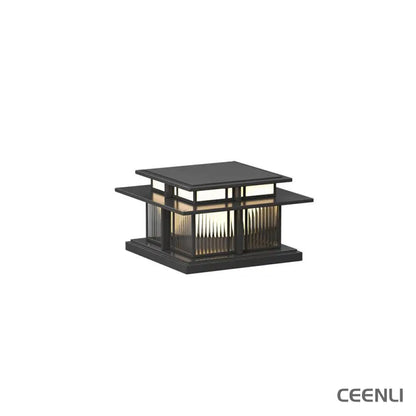 Boilyn Outdoor Pillar Light Model B: L 22″ x W 22″ x H 12.2″ / L 56cm x W 56cm x H 31cm / Wired Version / Warm Light