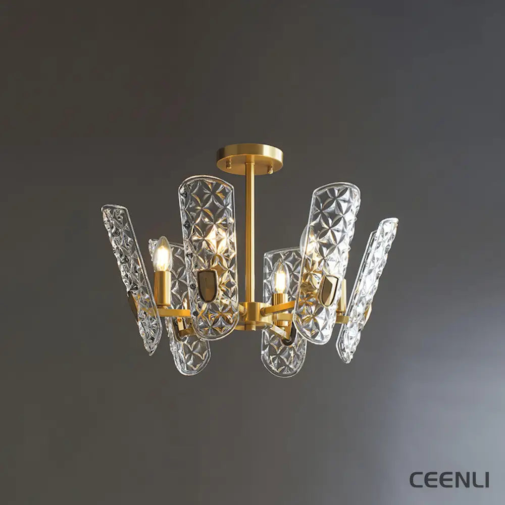 Brass Central Chandelier 6 heads / Brass Chandelier