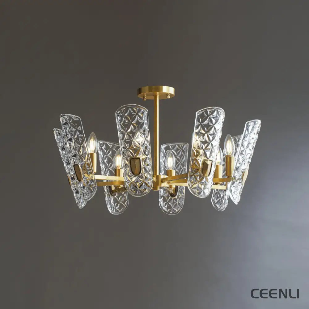 Brass Central Chandelier 8 heads / Brass Chandelier