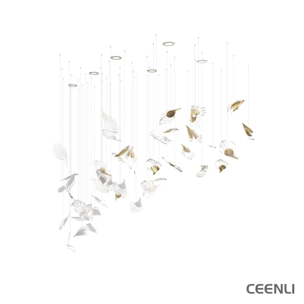 Breezeleaf Chandelier L 78.7″ x W 47.2″ x H 49.2″ / Gold & Clear / Warm Light Chandelier