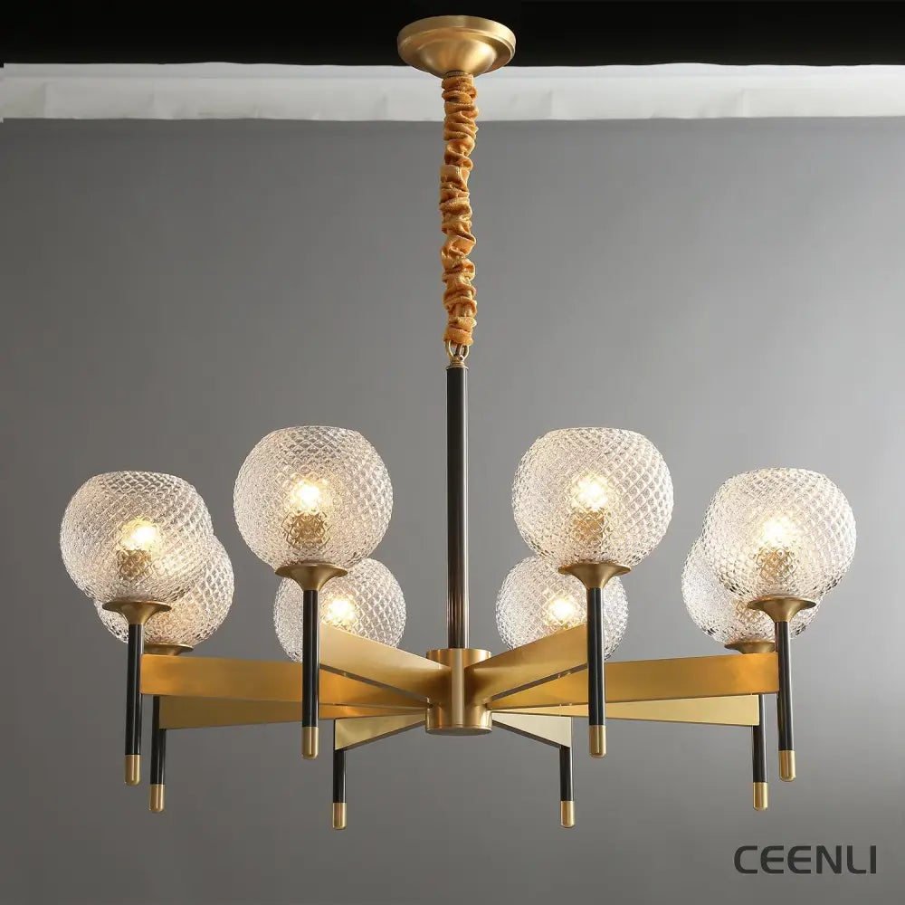 Breton Chandelier 8 heads ∅ 34.3″ x H 20.1″ / Dia 87cm x H 51cm / Brass Chandelier