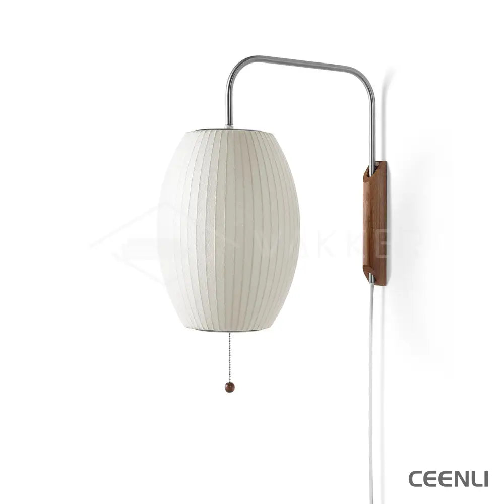 Bubble Ball Wall Sconce ∅ 10″ x H 14.2″ / Dia 26cm x H 36cm / White & Walnut / US Plug Wall lamp