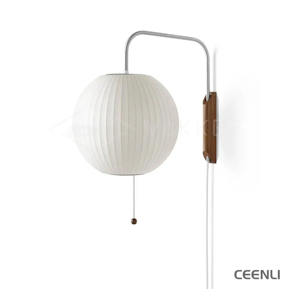 Bubble Ball Wall Sconce ∅ 11.8″ x H 11″ / Dia 30cm x H 28cm / White & Walnut / US Plug Wall lamp