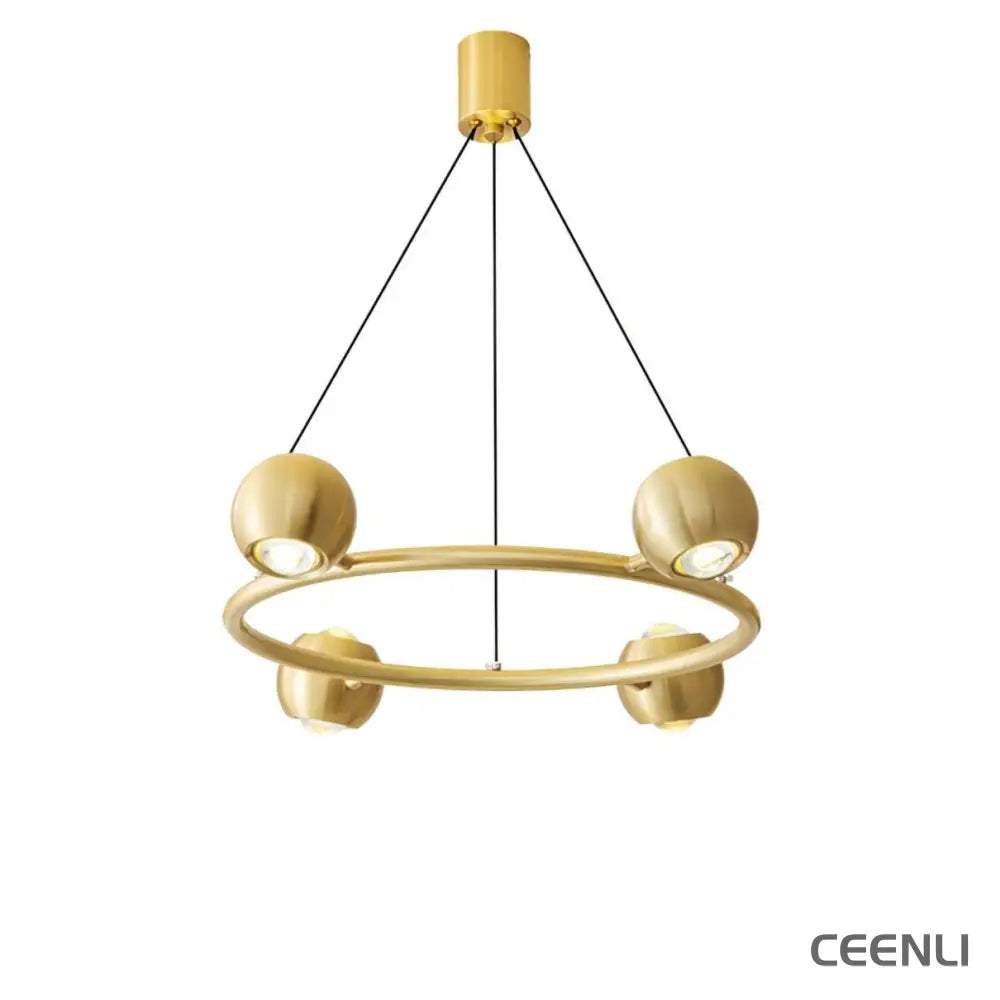 Callisto Chandelier 4heads ∅ 21.7″ x H 5.9″ / Dia 55cm x H 15cm / Brass / Warm Light Chandelier