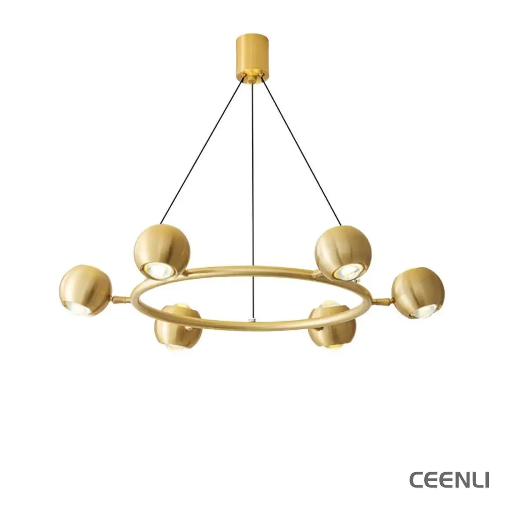 Callisto Chandelier 6heads ∅ 29.5″ x H 5.9″ / Dia 75cm x H 15cm / Brass / Warm Light Chandelier