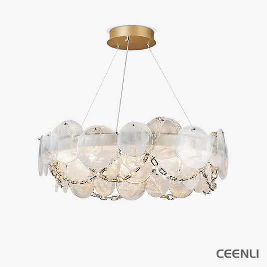 Cassia Chandelier ∅ 26.6″ x H 8.5″ / Dia 67.5cm x H 21.5cm / Gold + Opaque / Three-color changing light Chandelier