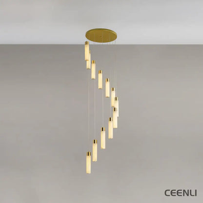 Celestial Alabaster Cascade Chandelier 12 Heads Round canopy ∅ 15.7″ x H 78.7″ / Dia 40cm x H 200cm / Brass & White