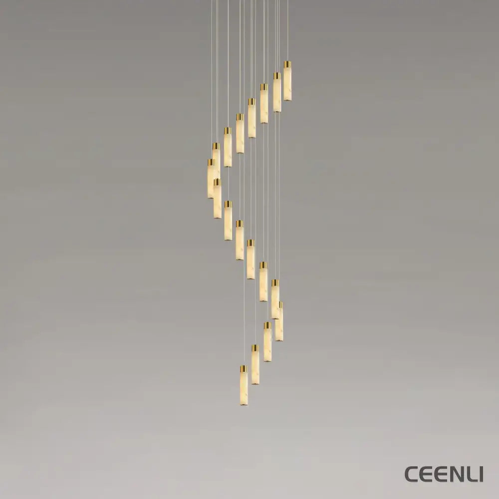 Celestial Alabaster Cascade Chandelier 18 Heads Round canopy∅ 23.6″ x H 78.7″ / Dia 60cm x H 200cm / Brass & White