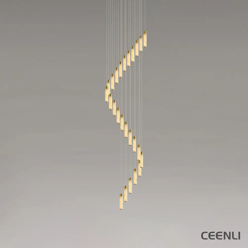 Celestial Alabaster Cascade Chandelier 24 Heads Round canopy ∅ 31.5″ x H 98.4″ / Dia 80cm x H 250cm / Brass & White