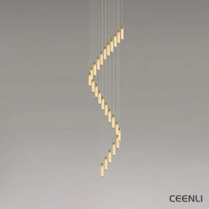 Celestial Alabaster Cascade Chandelier 24 Heads Round canopy ∅ 31.5″ x H 98.4″ / Dia 80cm x H 250cm / Brass & White