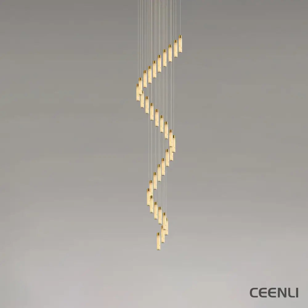 Celestial Alabaster Cascade Chandelier 32 Heads Round canopy ∅ 39.4″ x H 118.1″ / Dia 100cm x H 300cm / Brass & White