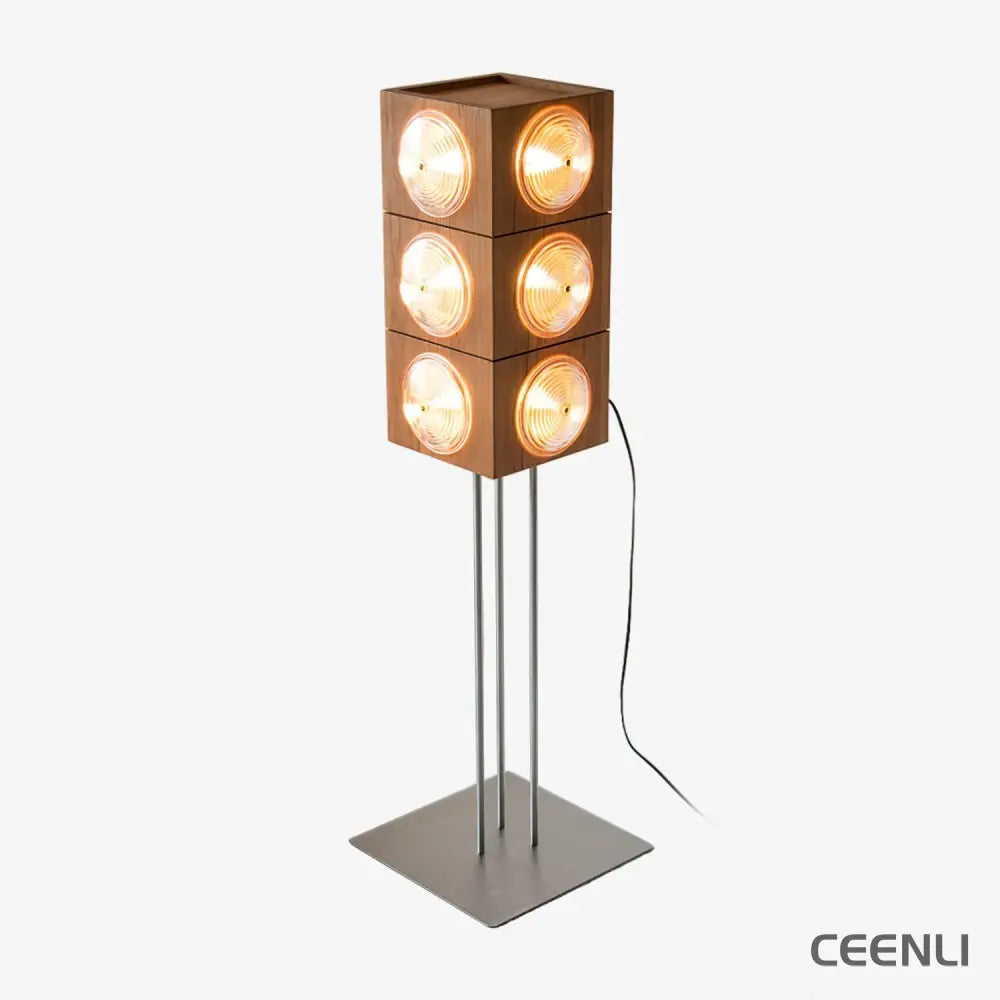 Cinematic Lightbox Camera Floor Lamp L 14.2″ x W 14.2″ x H 48.8″ / L 36cm x W 36cm x H 124cm / Cherry Wood Color &