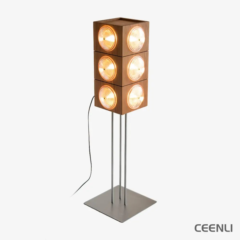 Cinematic Lightbox Camera Floor Lamp L 14.2″ x W 14.2″ x H 59″ / L 36cm x W 36cm x H 150cm / Cherry Wood Color &