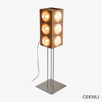 Cinematic Lightbox Camera Floor Lamp L 14.2″ x W 14.2″ x H 59″ / L 36cm x W 36cm x H 150cm / Cherry Wood Color &