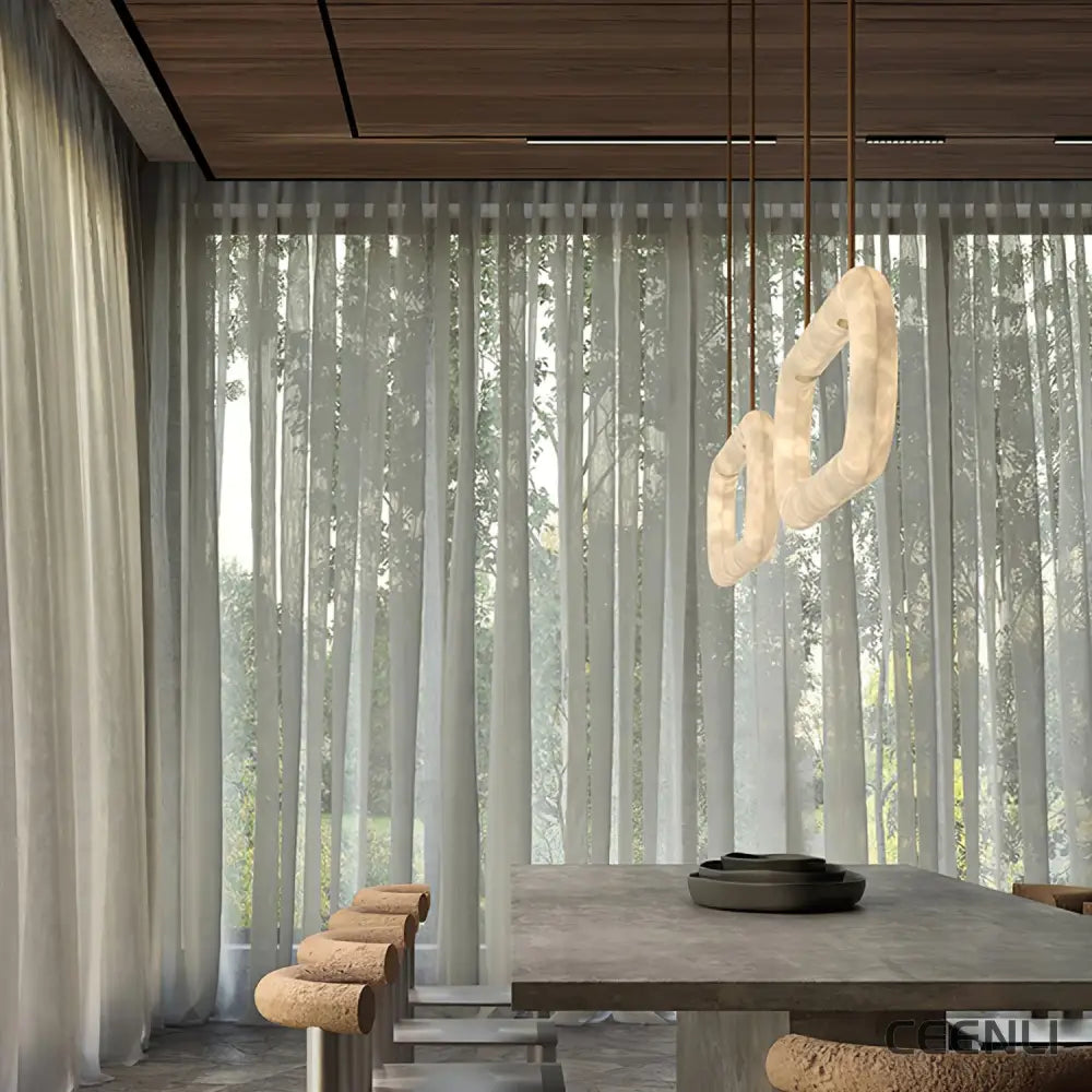 Circle Alabaster Chandelier Chandelier